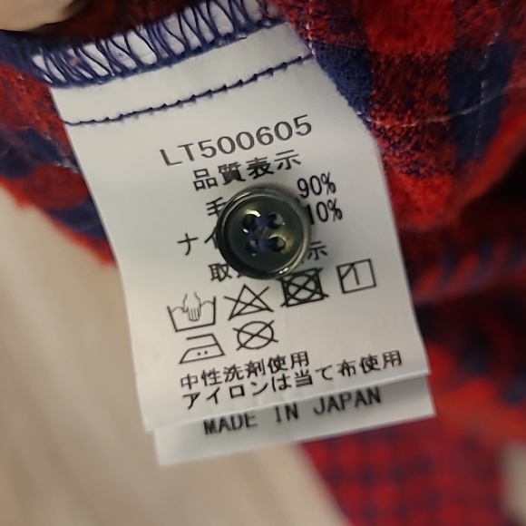 ICHI Antiquites Japan‎ Plaid Wool Blend Womens Blouse Top Full Button Shirt Sz L - Picture 5 of 6